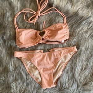 Victoria secret coral polka dot heart bikini